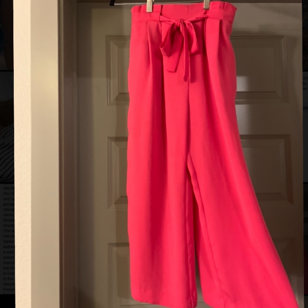 Hot Pink Zara Cropped Wide Leg Pants